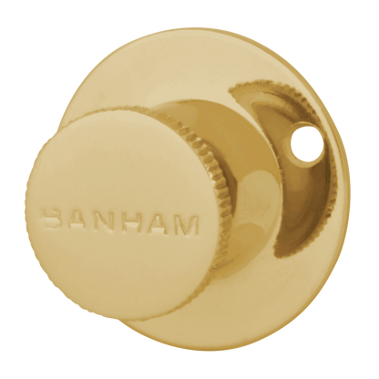 Banham R102 Security Bolt Turn Knob 40mm - Polished Brass