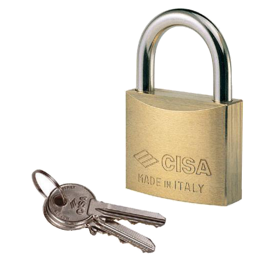 CISA 22010 KA Open Shackle Brass Padlock 30mm Keyed Alike GA0200 - Brass