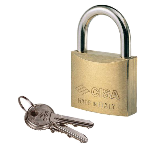 CISA 22010 KA Open Shackle Brass Padlock 30mm Keyed Alike GA0200 - Brass