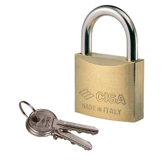 CISA 22010 KA Open Shackle Brass Padlock 30mm Keyed Alike GA0386 - Brass