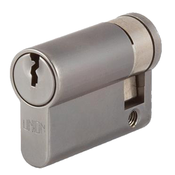 UNION 2X20A Euro Half Cylinder 40mm 30/10 Keyed To Differ - Satin Chrome