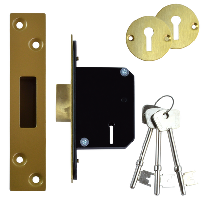 WILLENHALL LOCKS M8 5 Lever Deadlock 50mm Keyed Alike - Polished Brass