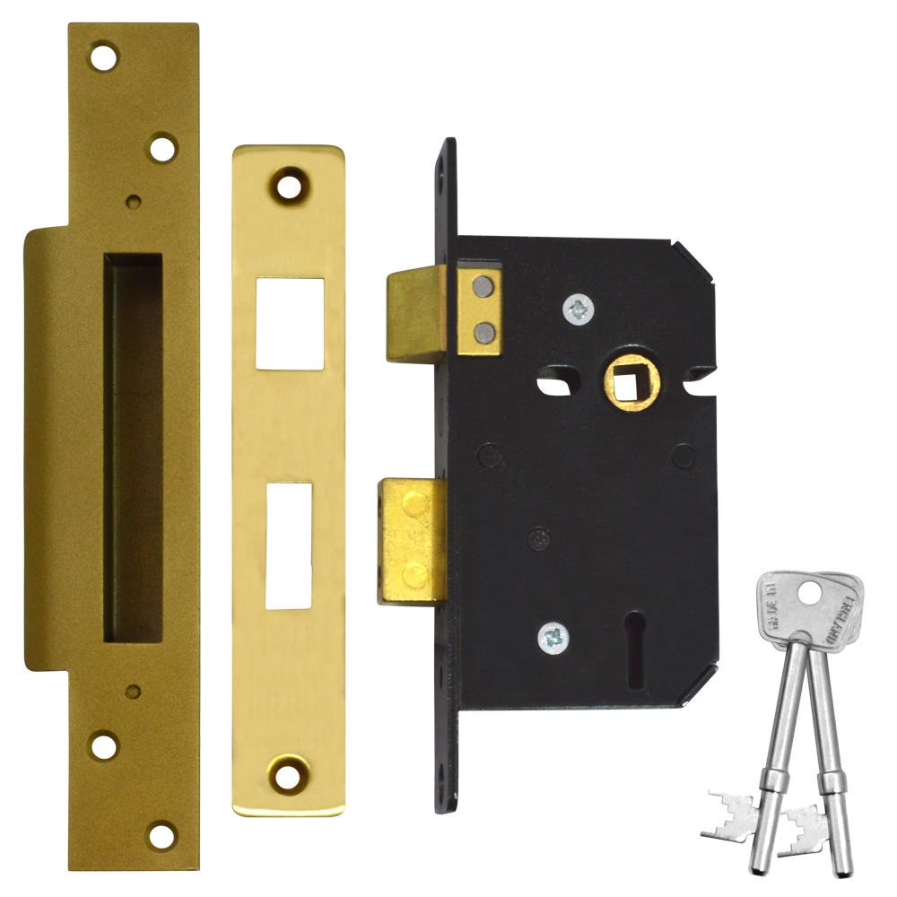 WILLENHALL LOCKS M5 5 Lever Sashlock 64mm Keyed To Differ - Polished Brass