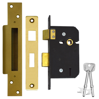 WILLENHALL LOCKS M5 5 Lever Sashlock 64mm Keyed To Differ - Polished Brass