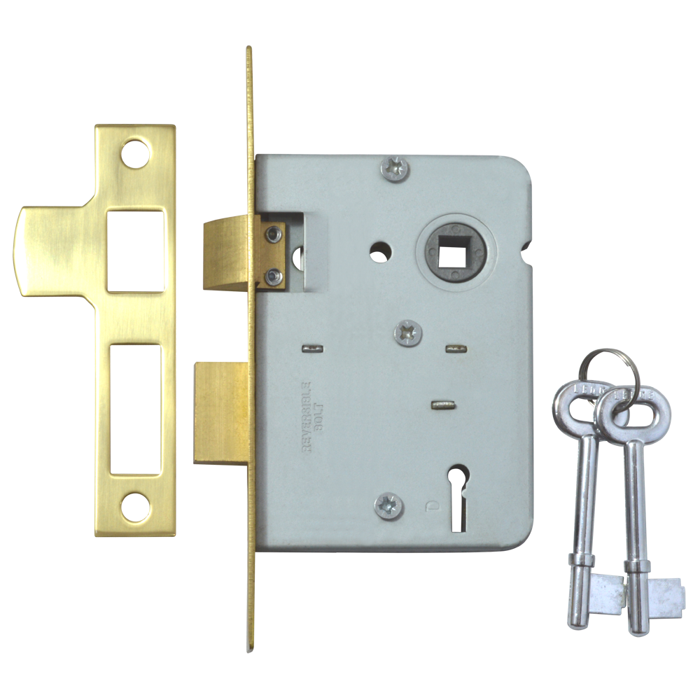 Legge 159 & 2378 2 Lever Sashlock 75mm Keyed To Differ - Polished Brass