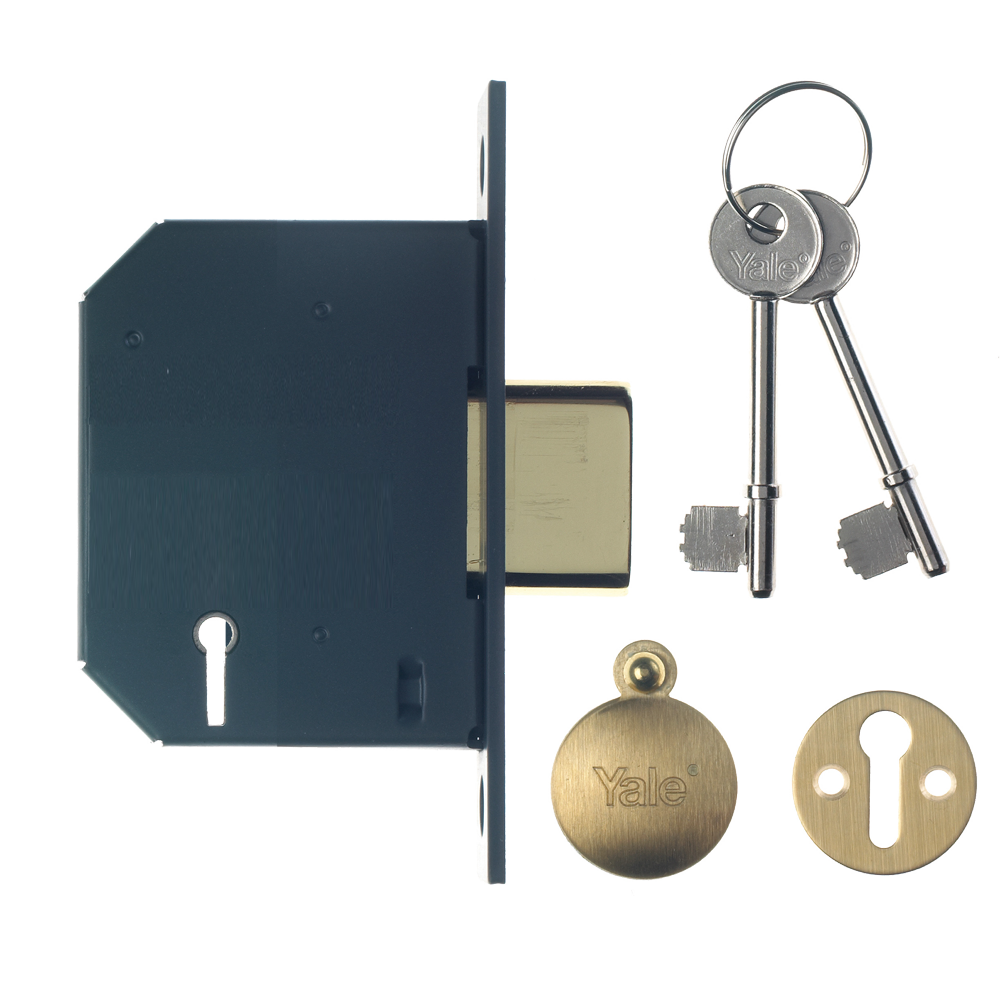 YALE PM552 5 Lever Deadlock 64mm Keyed To Differ Pro - Polished Brass