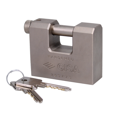 CISA 28550 LIM Steel Sliding Shackle Padlock 75mm Keyed To Differ 28550-75 - Stainless Steel