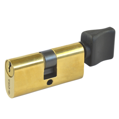 CISA C2000 Small Oval Key & Turn Cylinder 55mm 27.5/T27.5 22.5/10/T22.5 Keyed To Differ - Polished Brass