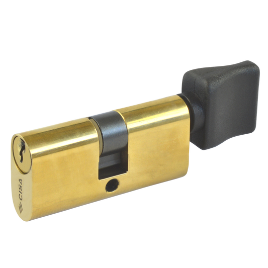 CISA C2000 Small Oval Key & Turn Cylinder 55mm 27.5/T27.5 22.5/10/T22.5 Keyed To Differ - Polished Brass