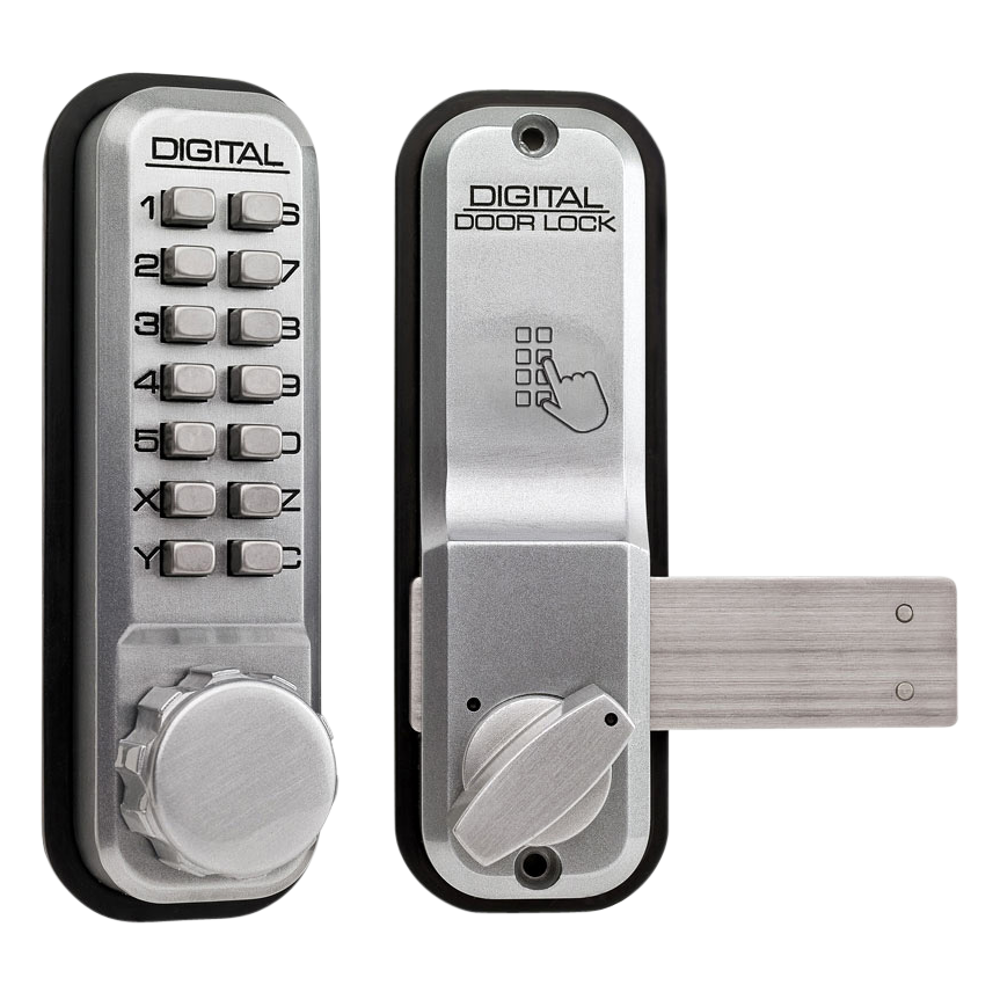 LOCKEY 2200 Series Digital Lock With Rim Dead Bolt Satin Chrome