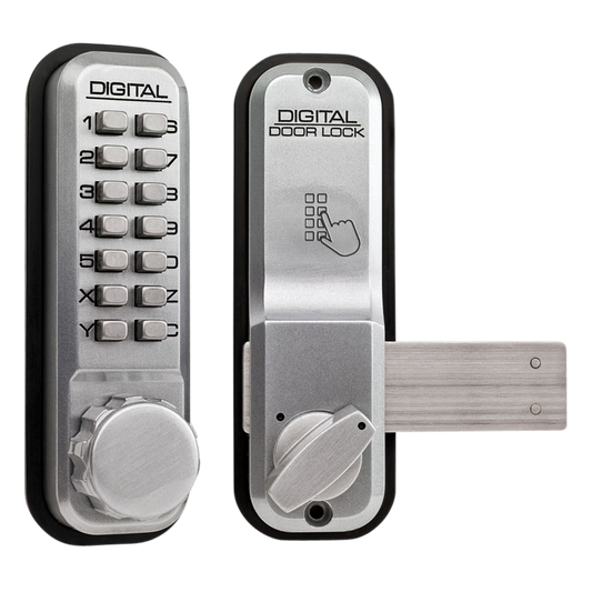 LOCKEY 2200 Series Digital Lock With Rim Dead Bolt Satin Chrome