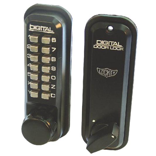 LOCKEY 2210 Series Digital Lock With Mortice Dead Bolt Marine Grade - Black