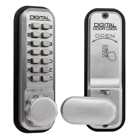 LOCKEY 2435 Series Digital Lock With Holdback Satin Chrome