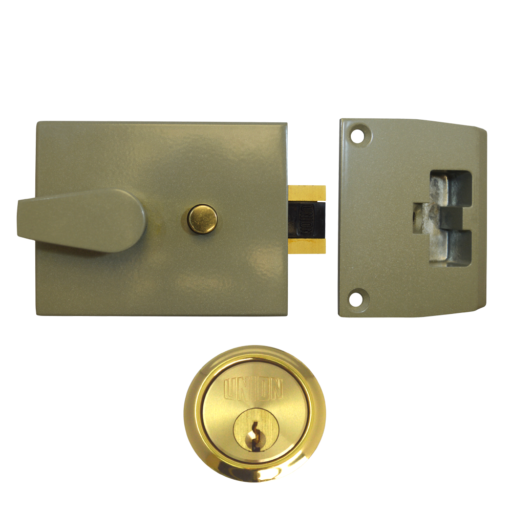 UNION 1037 & 1038 Auto Deadlocking Nightlatch 1038 60mm CG Case Cyl Pro - Champagne Gold