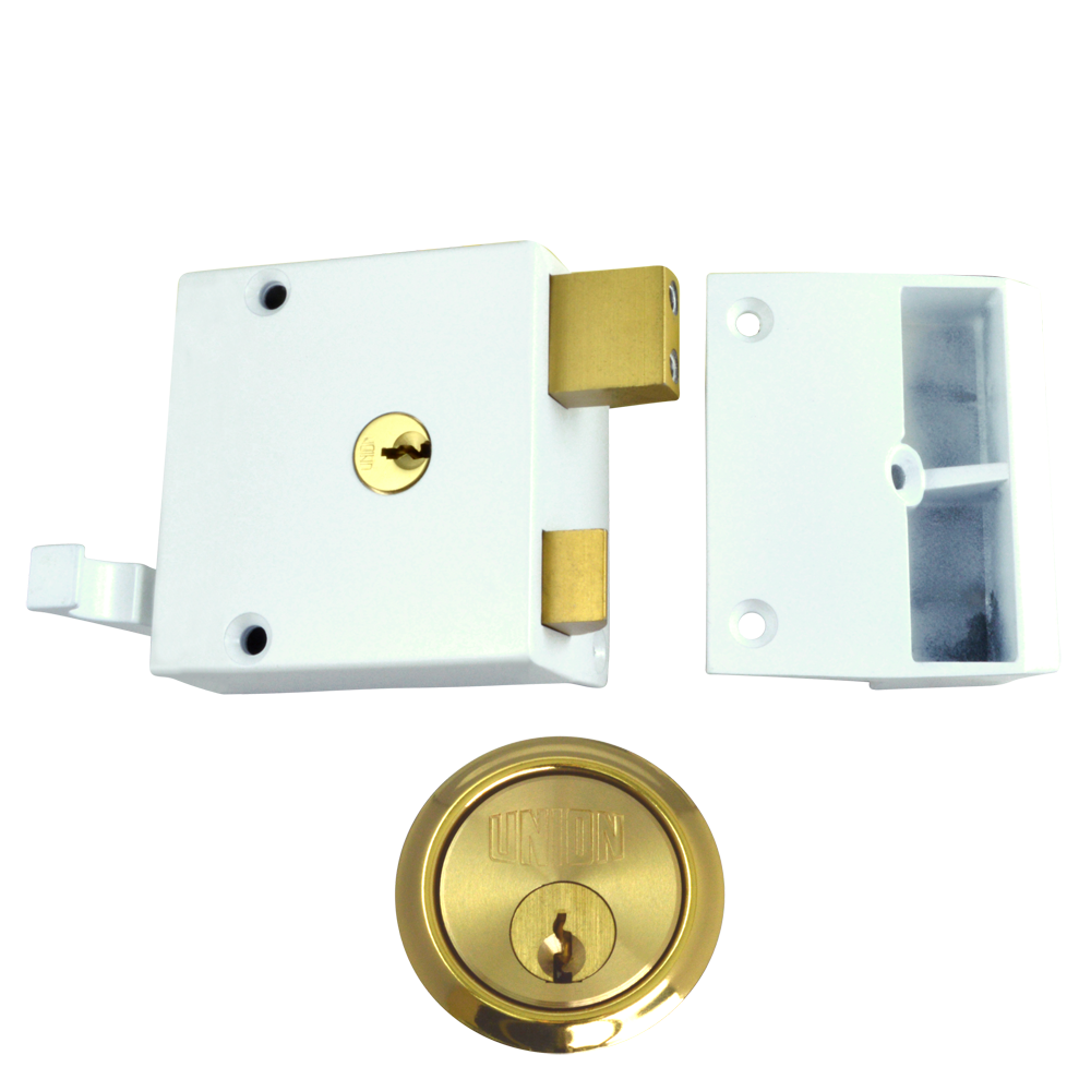 UNION 1332 & 1334 Drawback Rimlock 50mm WE Case Cyl - Polished Lacquered Brass