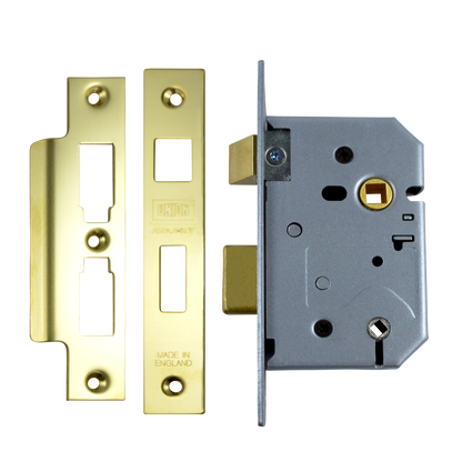 UNION 2226 Mortice Bathroom Lock 64mm - Polished Lacquered Brass