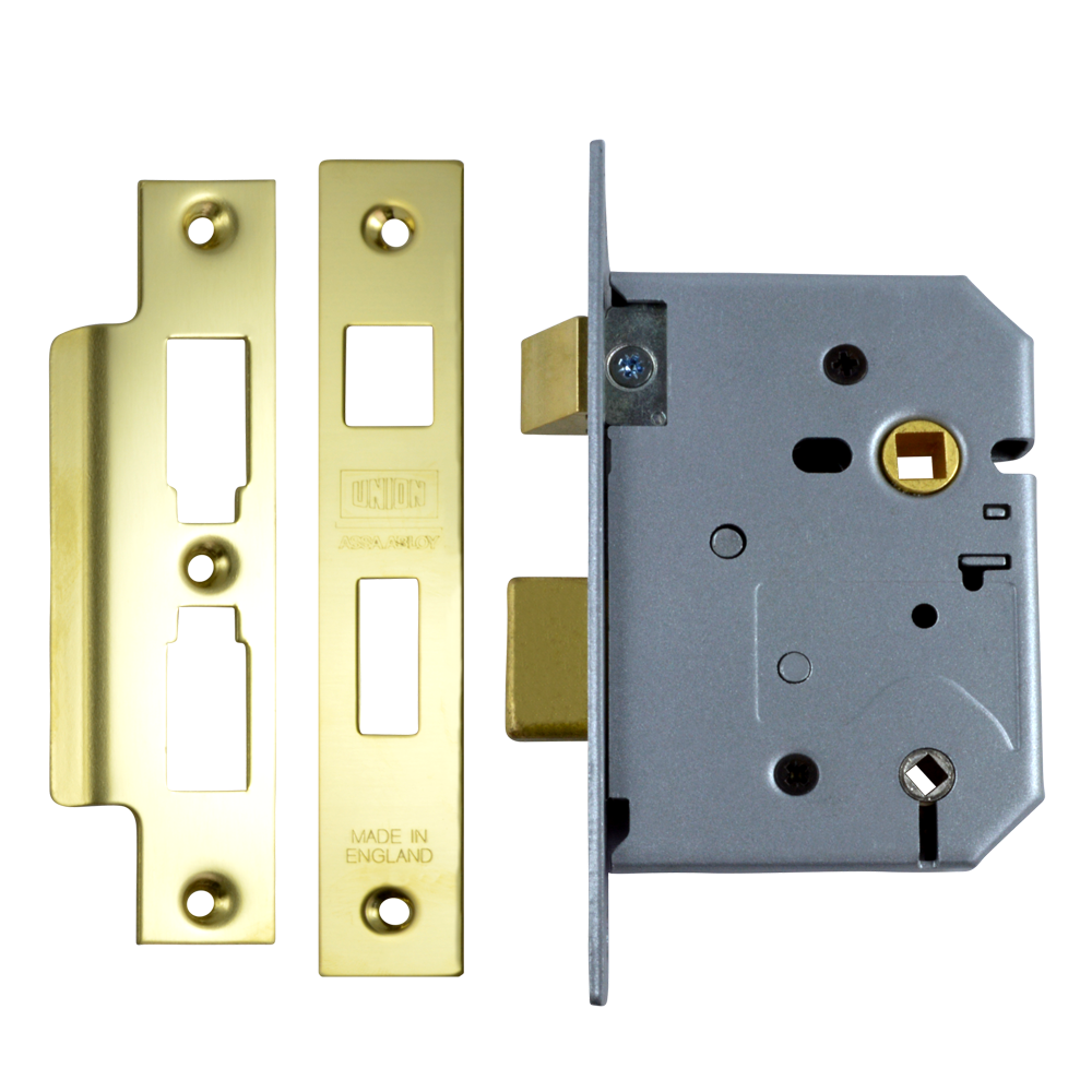 UNION 2226 Mortice Bathroom Lock 75mm - Polished Lacquered Brass