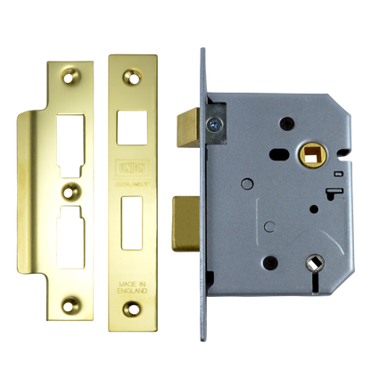 UNION 2226 Mortice Bathroom Lock 75mm - Polished Lacquered Brass