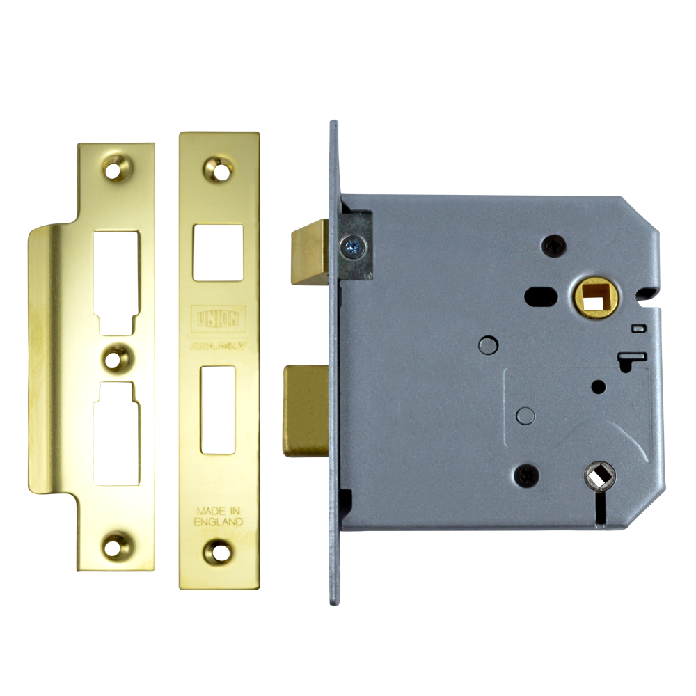 UNION 2226 Mortice Bathroom Lock 102mm - Polished Lacquered Brass