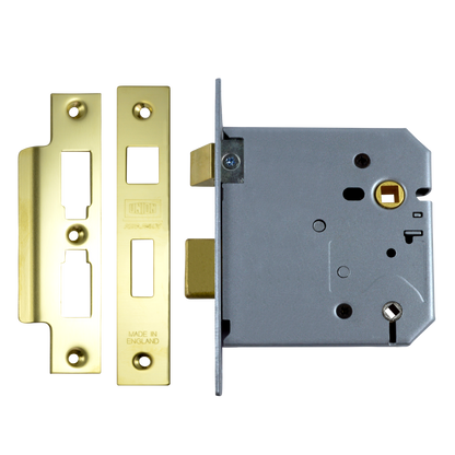 UNION 2226 Mortice Bathroom Lock 102mm - Polished Lacquered Brass