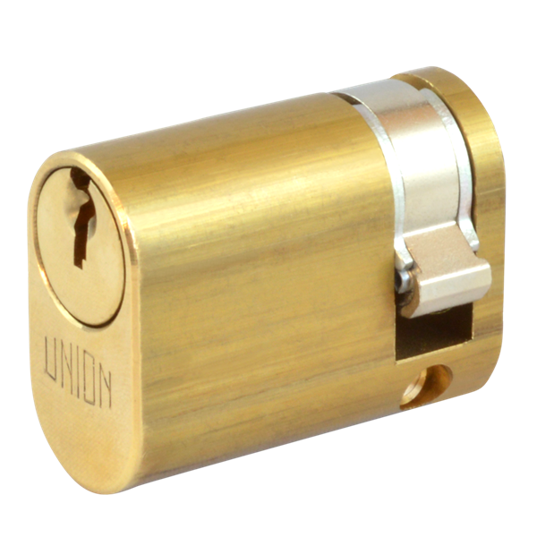 UNION 2x8 Oval Half Cylinder To Suit 2332 Oval Profile Nightlatches 40mm 30/10 MK HLJG - Polished Brass