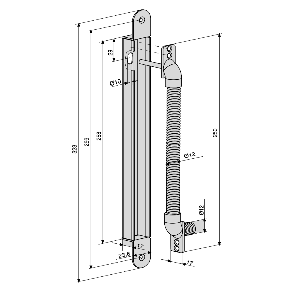 ABLOY EA280 Concealed Door Loop For Doors Opening 120 Degrees