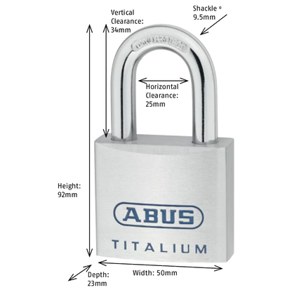 ABUS Titalium 96TI Series Open Shackle Padlock