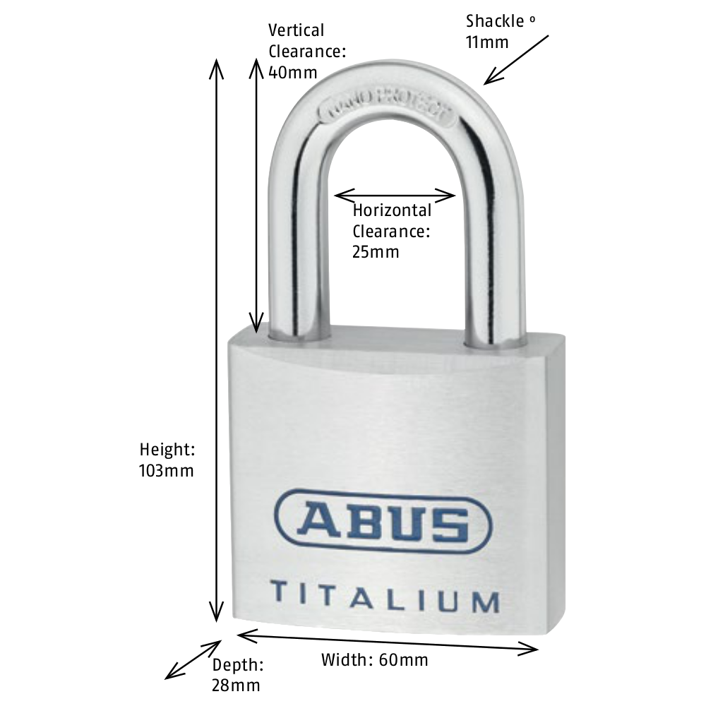 ABUS Titalium 96TI Series Open Shackle Padlock