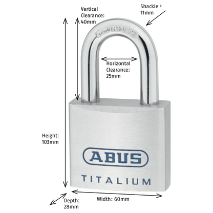 ABUS Titalium 96TI Series Open Shackle Padlock