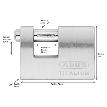 ABUS Titalium 98TI Series Sliding Shackle Padlock