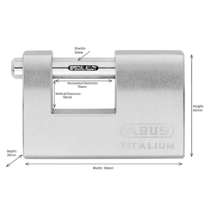 ABUS Titalium 98TI Series Sliding Shackle Padlock