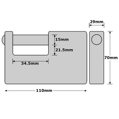 ABUS 93RK/110 Rock Steel Sliding Bolt Shutterlock Body Only Without Cylinder