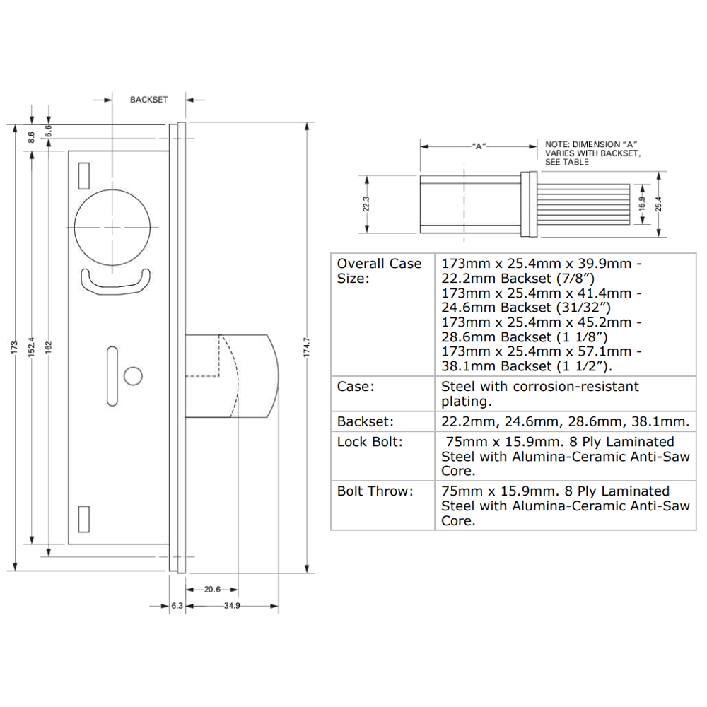 ADAMS RITE MS1850 Mortice Deadlock Case