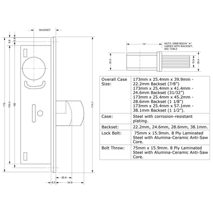 ADAMS RITE MS1850 Mortice Deadlock Case