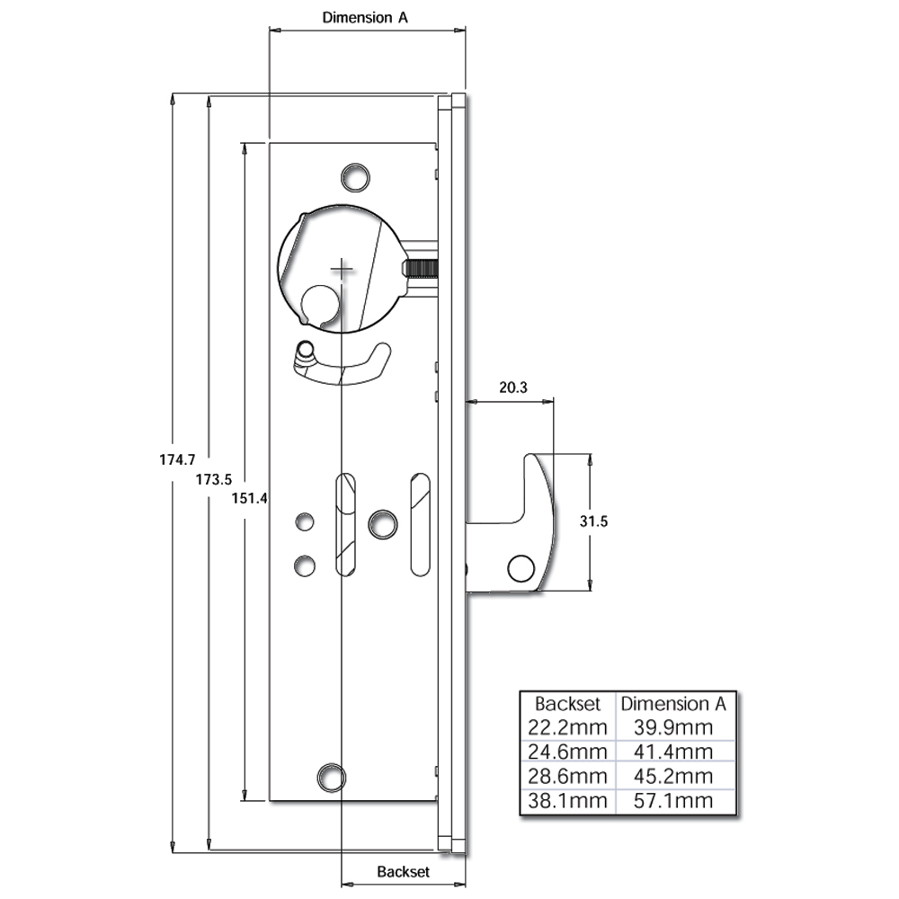 ALPRO 5218 Screw-In Mortice Hookbolt Case