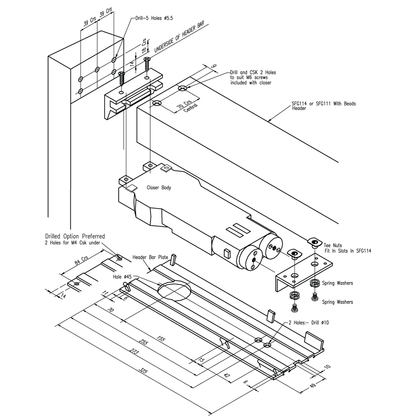 ALPRO PRO50 Medium Duty Transom Door Closer C/W Pivot & Arm (Extended Spindle 17mm)