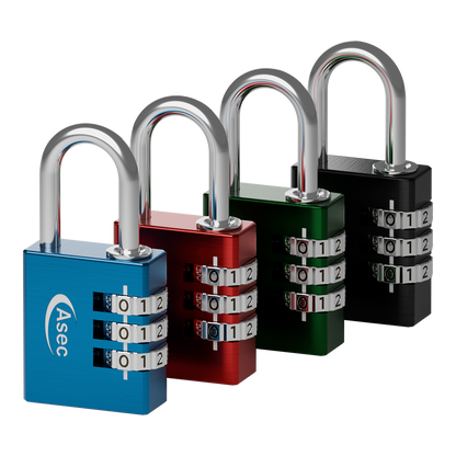 ASEC Coloured Aluminium Open Shackle Combination Padlock 30mm Pro 1 x Random Colour Supplied - Assorted Colours