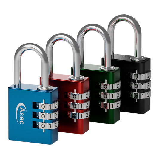 ASEC Coloured Aluminium Open Shackle Combination Padlock 30mm Pro 1 x Random Colour Supplied - Assorted Colours