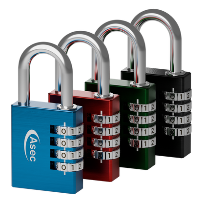 ASEC Coloured Aluminium Open Shackle Combination Padlock 40mm Pro 1 x Random Colour Supplied - Assorted Colours