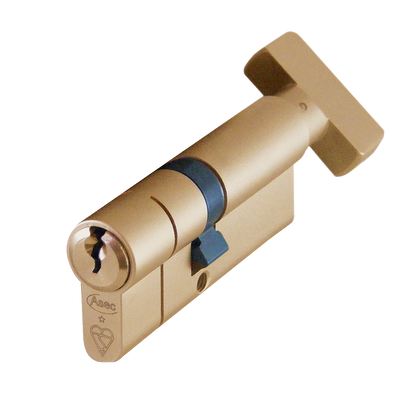 ASEC Kite BS 1 Star Kitemarked Euro Key & Turn Cylinder 70mm 30/T40 25/10/T35 Keyed To Differ Pro - Polished Brass