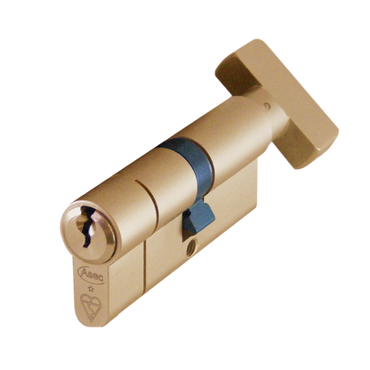 ASEC Kite BS 1 Star Kitemarked Euro Key & Turn Cylinder 70mm 40/T30 35/10/T25 Keyed To Differ Pro - Polished Brass