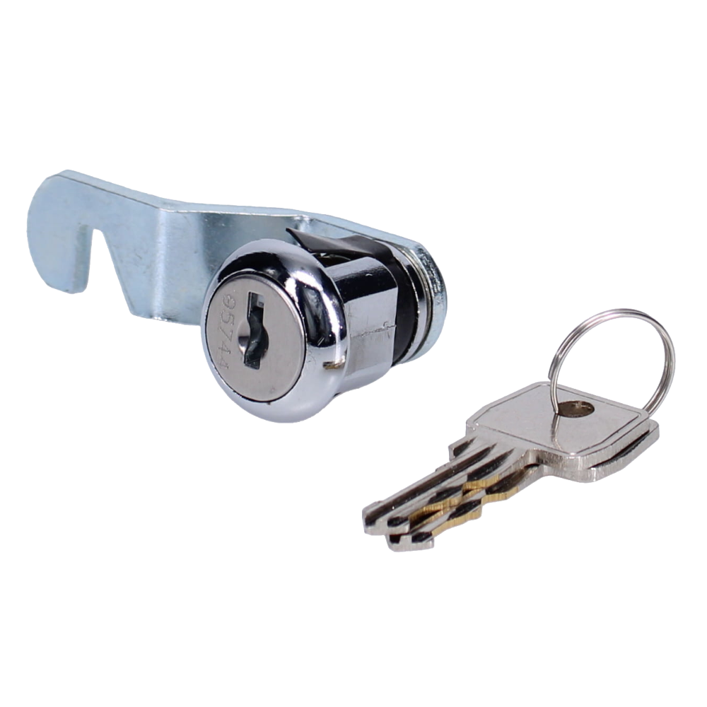 ASEC Lion Style Snap Fix Cranked Cam Camlock 20mm Keyed To Differ - Chrome Plated