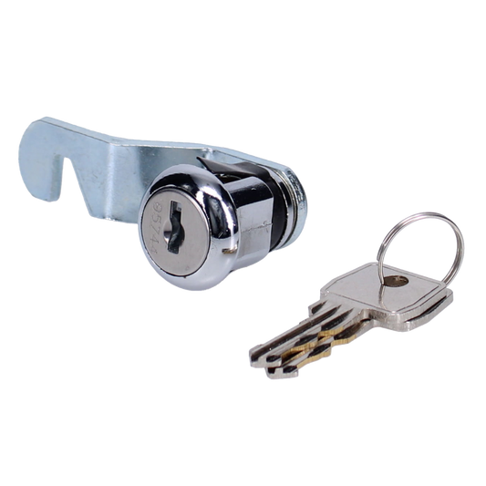 ASEC Lion Style Snap Fix Cranked Cam Camlock 20mm Keyed To Differ - Chrome Plated