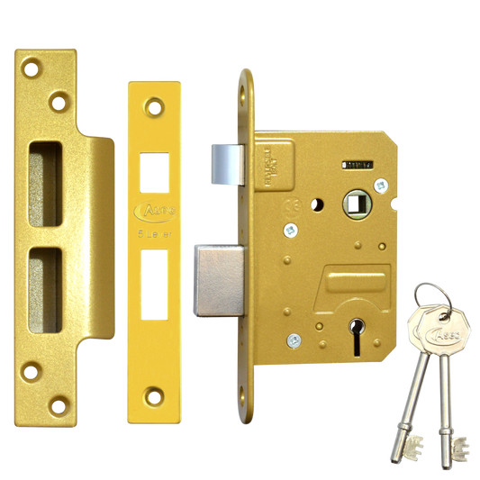 ASEC 5 Lever Sashlock 76mm Keyed To Differ - Polished Brass