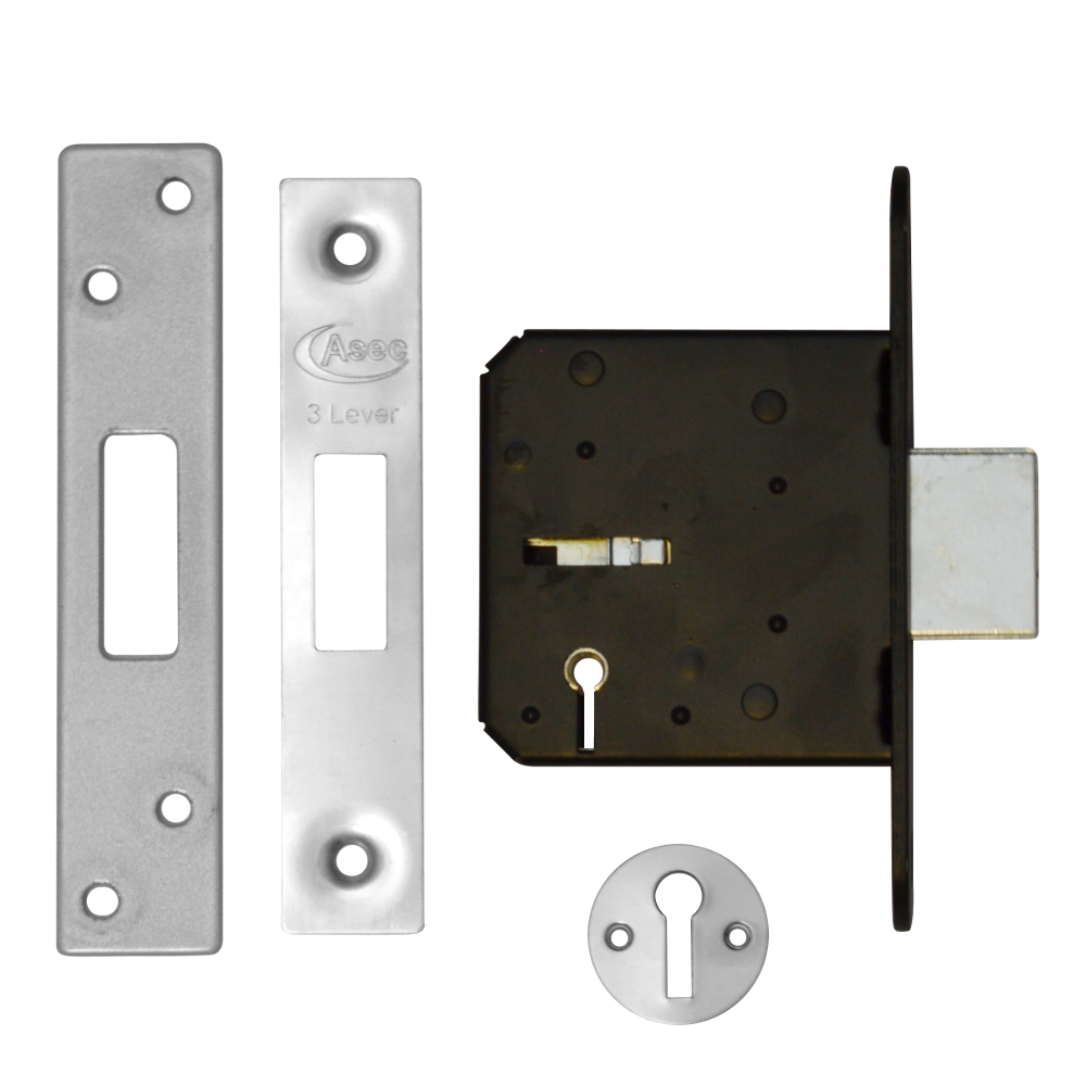 ASEC 3 Lever Deadlock 76mm SC Keyed To Differ - Stainless Steel