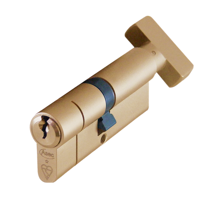 ASEC Kite BS 1 Star Kitemarked Euro Key & Turn Cylinder 80mm 40/T40 35/10/T35 Keyed To Differ Pro - Satin Brass