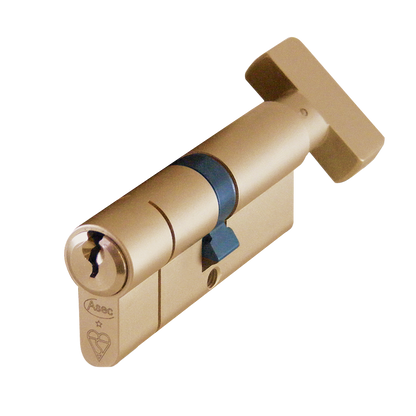 ASEC Kite BS 1 Star Kitemarked Euro Key & Turn Cylinder 75mm 40/T35 35/10/T30 Keyed To Differ Pro - Satin Brass