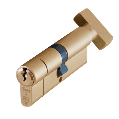 ASEC Kite BS 1 Star Kitemarked Euro Key & Turn Cylinder 85mm 45/T40 40/10/T35 Keyed To Differ Pro - Satin Brass