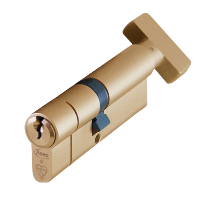 ASEC Kite BS 1 Star Kitemarked Euro Key & Turn Cylinder 85mm 40/T45 35/10/T40 Keyed To Differ Pro - Satin Brass