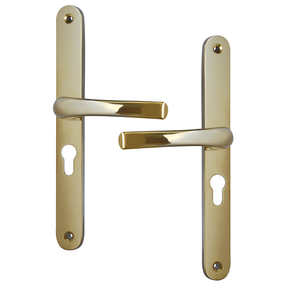 ASEC 48 Lever/Lever UPVC Furniture - 270mm Backplate Gold